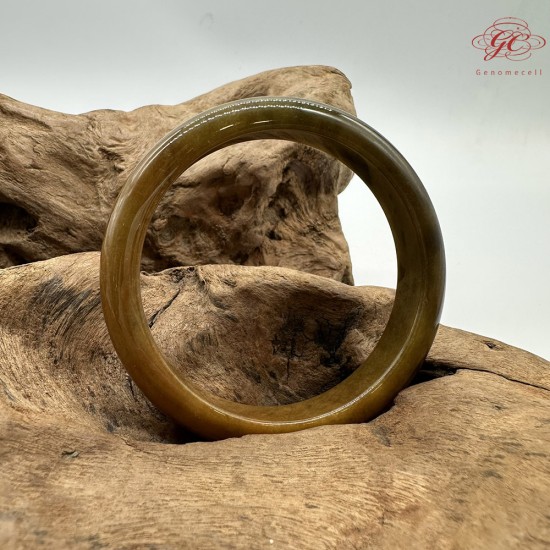 【肌容雪】天然緬甸A貨黃翡翠平安鐲 編號191(鐲圍58.4mm#18.5號)