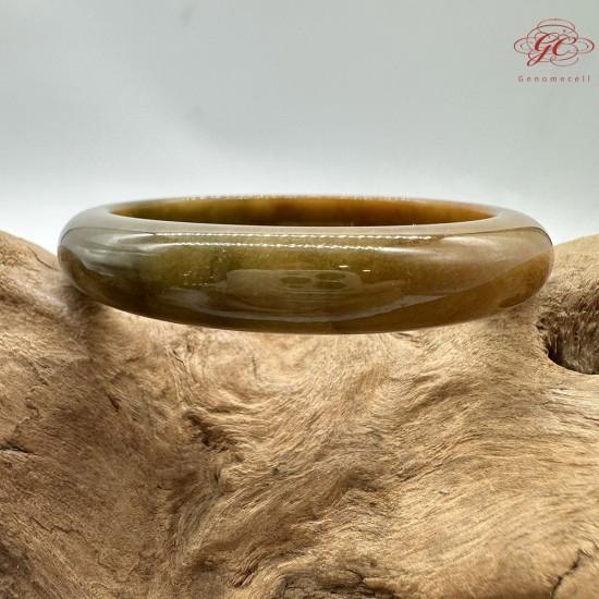 【肌容雪】天然緬甸A貨黃翡翠平安鐲 編號191(鐲圍58.4mm#18.5號)