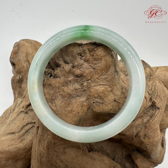 【肌容雪】天然緬甸A貨白底青翡翠平安鐲 編號192(鐲圍57.5mm#18號)