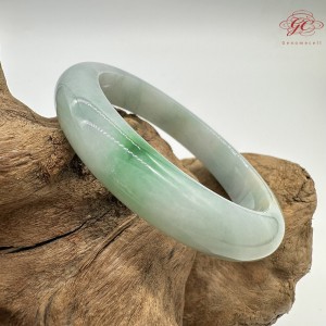 【肌容雪】天然緬甸A貨白底青翡翠平安鐲 編號192(鐲圍57.5mm#18號)