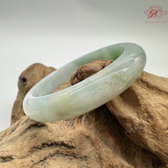 【肌容雪】天然緬甸A貨白底青翡翠平安鐲 編號192(鐲圍57.5mm#18號)