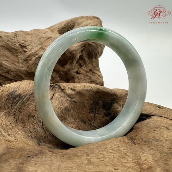 【肌容雪】天然緬甸A貨白底青翡翠平安鐲 編號192(鐲圍57.5mm#18號)