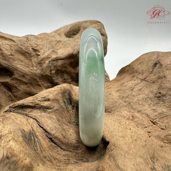 【肌容雪】天然緬甸A貨白底青翡翠平安鐲 編號192(鐲圍57.5mm#18號)