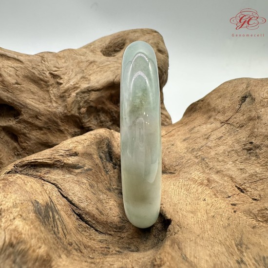 【肌容雪】天然緬甸A貨白底青翡翠平安鐲 編號192(鐲圍57.5mm#18號)