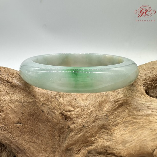 【肌容雪】天然緬甸A貨白底青翡翠平安鐲 編號192(鐲圍57.5mm#18號)