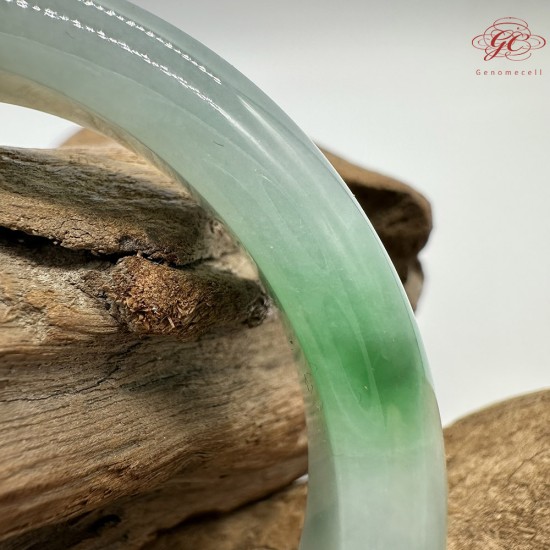 【肌容雪】天然緬甸A貨白底青翡翠平安鐲 編號192(鐲圍57.5mm#18號)