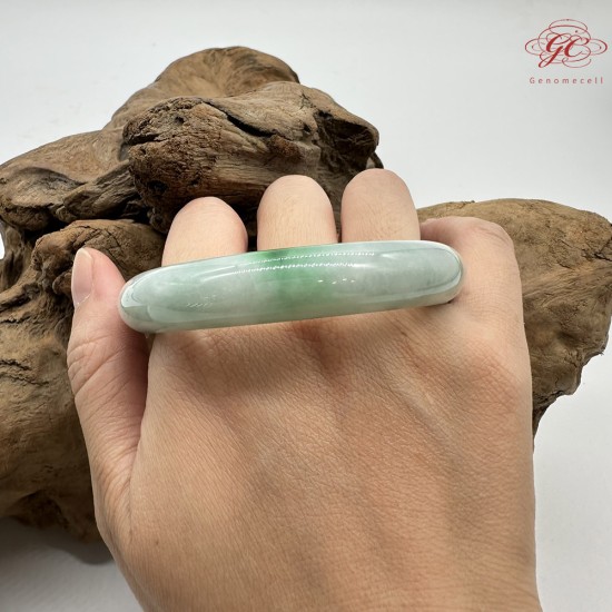 【肌容雪】天然緬甸A貨白底青翡翠平安鐲 編號192(鐲圍57.5mm#18號)