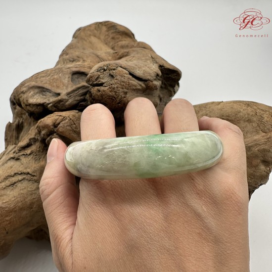 【肌容雪】天然緬甸A貨陽綠烏雞翡翠平安鐲 編號193(鐲圍59.7mm#19號)