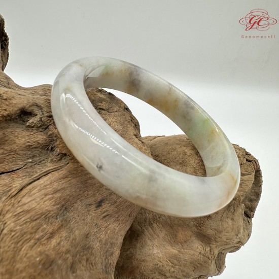 【肌容雪】天然緬甸A貨粉底撒金翡翠平安鐲 編號194(鐲圍56.2mm#17.5號)