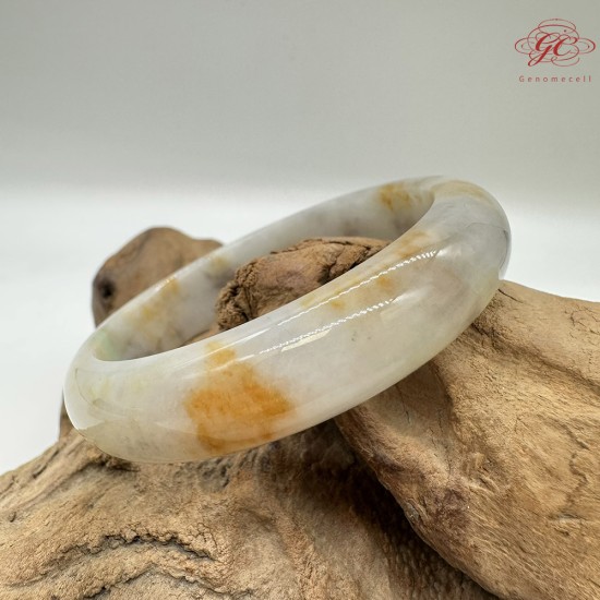 【肌容雪】天然緬甸A貨粉底撒金翡翠平安鐲 編號194(鐲圍56.2mm#17.5號)