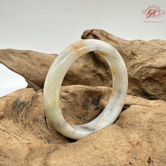 【肌容雪】天然緬甸A貨粉底撒金翡翠平安鐲 編號194(鐲圍56.2mm#17.5號)