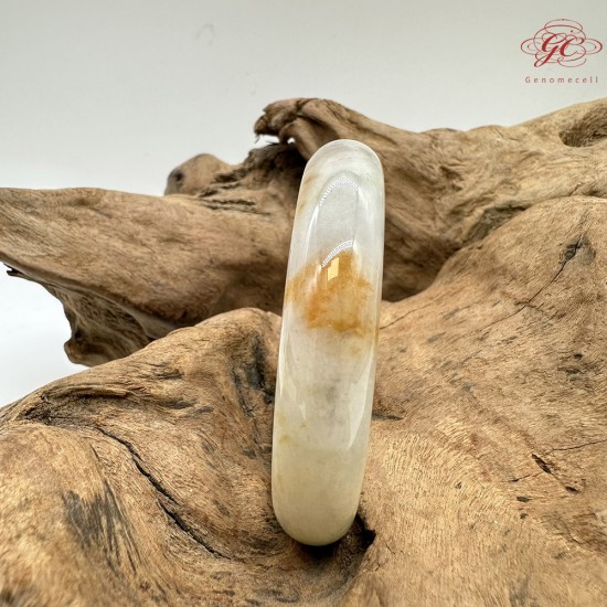 【肌容雪】天然緬甸A貨粉底撒金翡翠平安鐲 編號194(鐲圍56.2mm#17.5號)