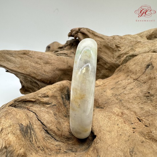 【肌容雪】天然緬甸A貨粉底撒金翡翠平安鐲 編號194(鐲圍56.2mm#17.5號)