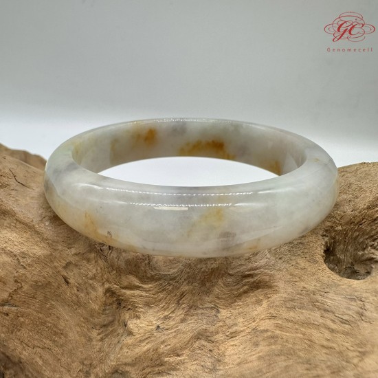 【肌容雪】天然緬甸A貨粉底撒金翡翠平安鐲 編號194(鐲圍56.2mm#17.5號)