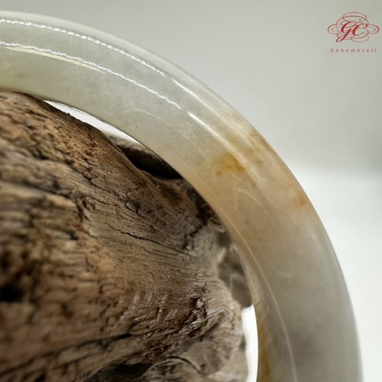 【肌容雪】天然緬甸A貨粉底撒金翡翠平安鐲 編號194(鐲圍56.2mm#17.5號)