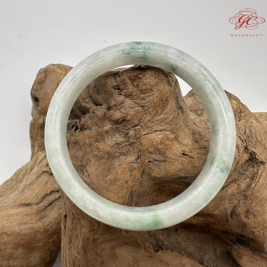 【肌容雪】天然緬甸A貨綠飄花翡翠平安鐲 編號195(鐲圍58.1mm#18.5號)