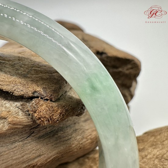 【肌容雪】天然緬甸A貨綠飄花翡翠平安鐲 編號195(鐲圍58.1mm#18.5號)