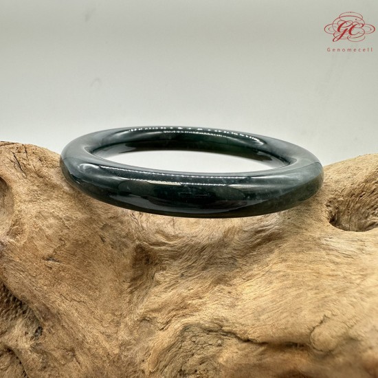 【肌容雪】天然緬甸A貨烏雞翡翠圓條手鐲 編號202(鐲圍56.7mm#18號)