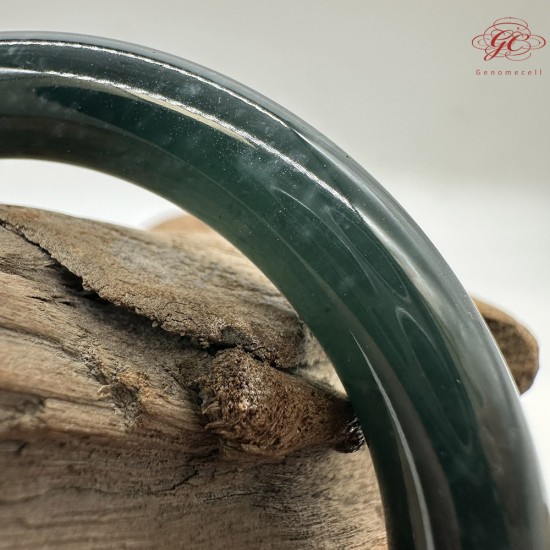 【肌容雪】天然緬甸A貨烏雞翡翠圓條手鐲 編號202(鐲圍56.7mm#18號)