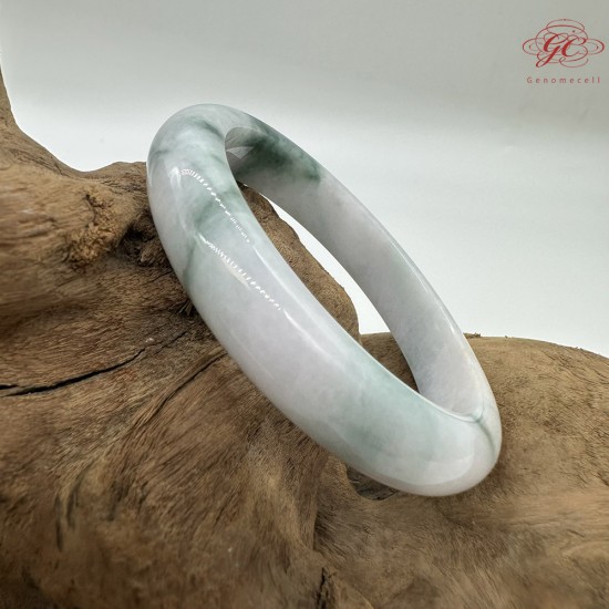 【肌容雪】天然緬甸A貨綠飄花翡翠平安鐲 編號208(鐲圍57.1mm#18號)