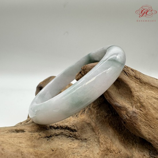 【肌容雪】天然緬甸A貨綠飄花翡翠平安鐲 編號208(鐲圍57.1mm#18號)