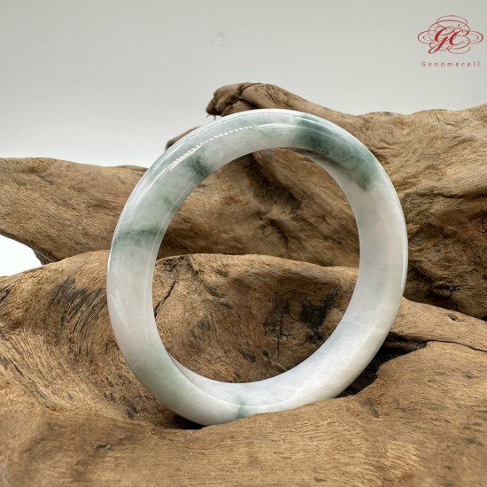 【肌容雪】天然緬甸A貨綠飄花翡翠平安鐲 編號208(鐲圍57.1mm#18號)