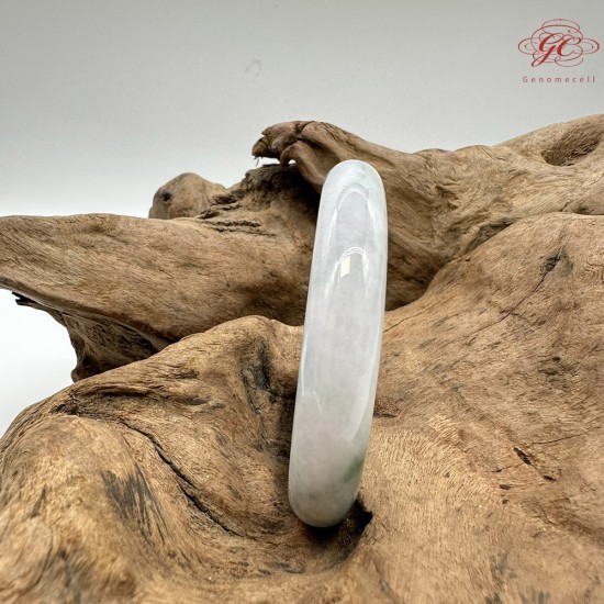 【肌容雪】天然緬甸A貨綠飄花翡翠平安鐲 編號208(鐲圍57.1mm#18號)