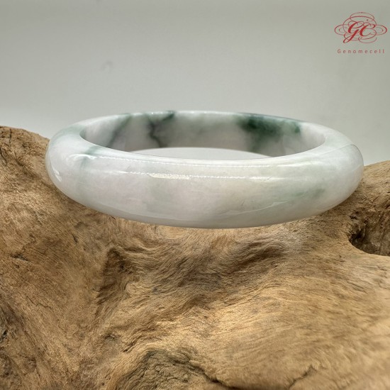 【肌容雪】天然緬甸A貨綠飄花翡翠平安鐲 編號208(鐲圍57.1mm#18號)