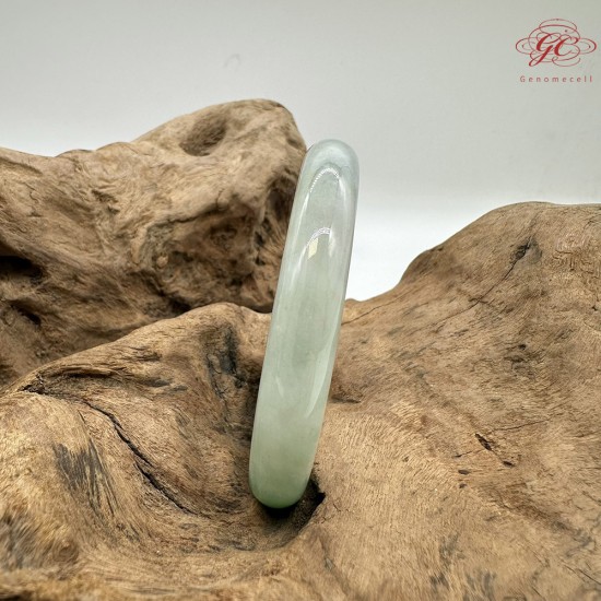 【肌容雪】天然緬甸A貨正揚綠飄花翡翠圓條手鐲 編號209(鐲圍54.5mm#17號)