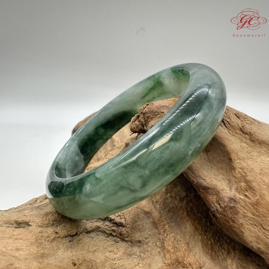 【肌容雪】天然緬甸A貨冰飄花翡翠平安鐲 編號210(鐲圍56.4mm#17.5號)