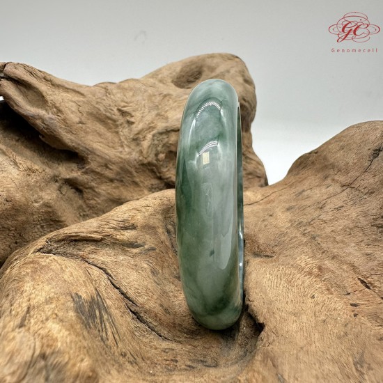 【肌容雪】天然緬甸A貨冰飄花翡翠平安鐲 編號210(鐲圍56.4mm#17.5號)