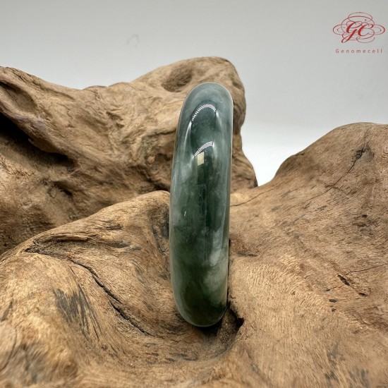 【肌容雪】天然緬甸A貨冰飄花翡翠平安鐲 編號210(鐲圍56.4mm#17.5號)