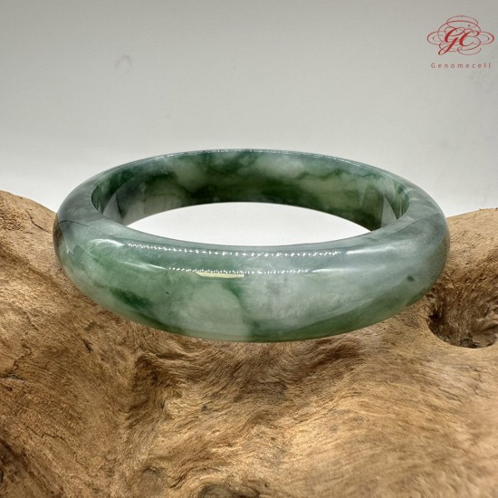 【肌容雪】天然緬甸A貨冰飄花翡翠平安鐲 編號210(鐲圍56.4mm#17.5號)