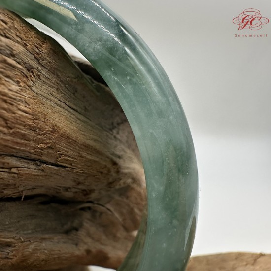 【肌容雪】天然緬甸A貨冰飄花翡翠平安鐲 編號210(鐲圍56.4mm#17.5號)