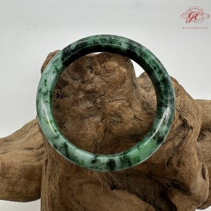 【肌容雪】天然緬甸A貨滿綠飄花翡翠平安鐲 編號212(鐲圍58.3mm#18.5號)