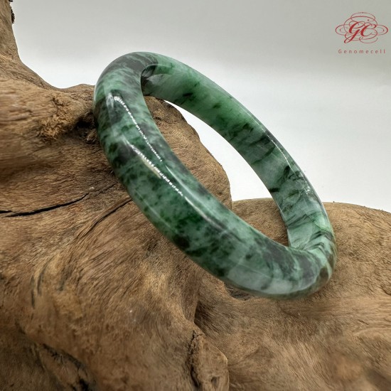 【肌容雪】天然緬甸A貨滿綠飄花翡翠平安鐲 編號212(鐲圍58.3mm#18.5號)