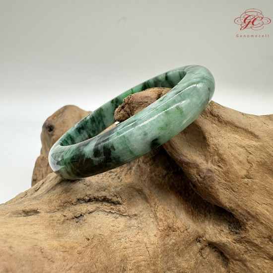 【肌容雪】天然緬甸A貨滿綠飄花翡翠平安鐲 編號212(鐲圍58.3mm#18.5號)