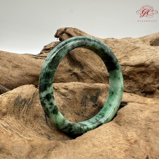 【肌容雪】天然緬甸A貨滿綠飄花翡翠平安鐲 編號212(鐲圍58.3mm#18.5號)