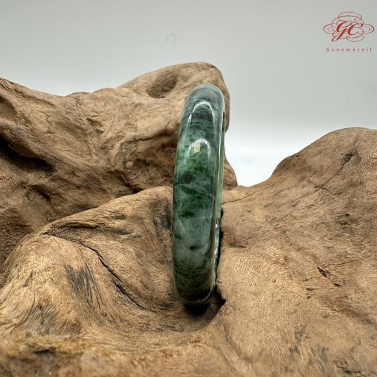 【肌容雪】天然緬甸A貨滿綠飄花翡翠平安鐲 編號212(鐲圍58.3mm#18.5號)