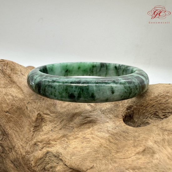 【肌容雪】天然緬甸A貨滿綠飄花翡翠平安鐲 編號212(鐲圍58.3mm#18.5號)