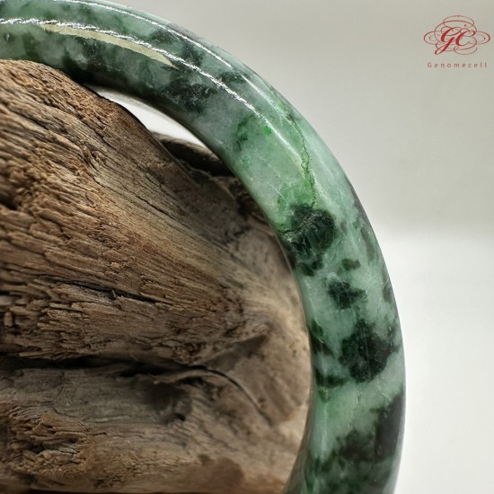 【肌容雪】天然緬甸A貨滿綠飄花翡翠平安鐲 編號212(鐲圍58.3mm#18.5號)