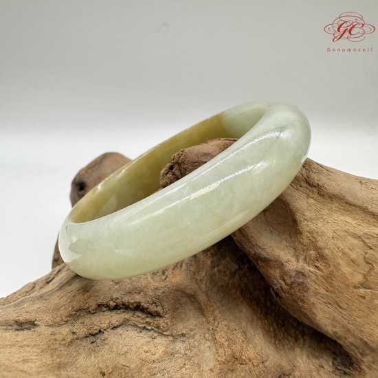 【肌容雪】天然緬甸A貨黃翡半山辦水翡翠手鐲 編號220(鐲寬 58.5mm #19號)