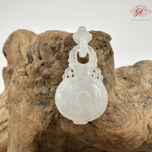 【肌容雪】天然緬甸A貨白冰翡翠酒壺吊墜 編號222