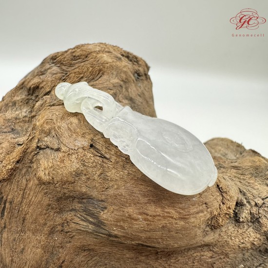 【肌容雪】天然緬甸A貨白冰翡翠酒壺吊墜 編號222