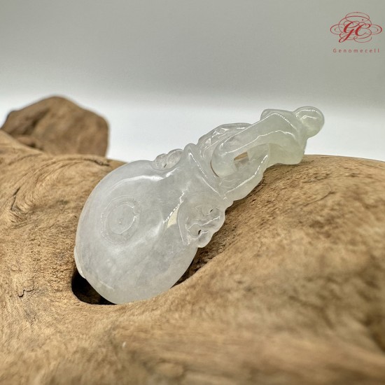 【肌容雪】天然緬甸A貨白冰翡翠酒壺吊墜 編號222