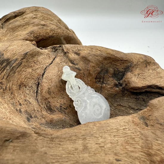 【肌容雪】天然緬甸A貨白冰翡翠酒壺吊墜 編號222