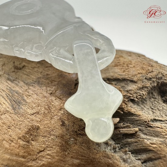 【肌容雪】天然緬甸A貨白冰翡翠酒壺吊墜 編號222