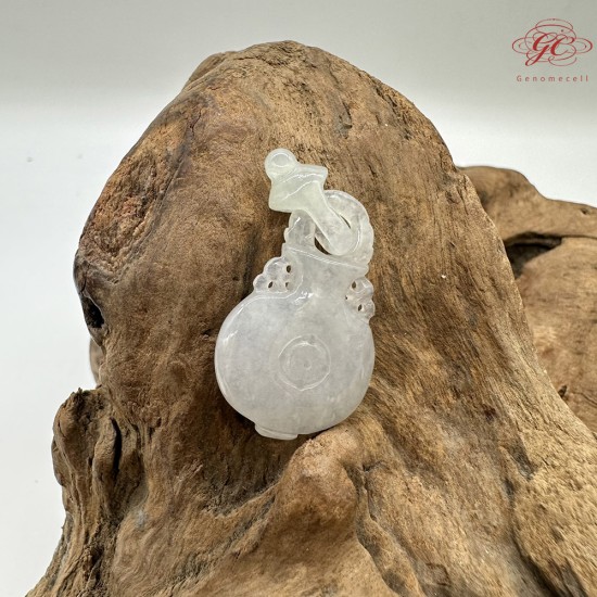 【肌容雪】天然緬甸A貨白冰翡翠酒壺吊墜 編號222