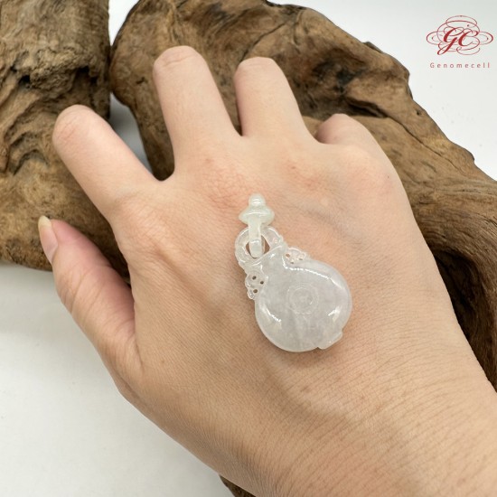 【肌容雪】天然緬甸A貨白冰翡翠酒壺吊墜 編號222