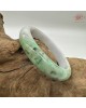 【肌容雪】天然緬甸A貨綠飄花翡翠平安鐲 編號223(鐲圍57.4mm#18號)